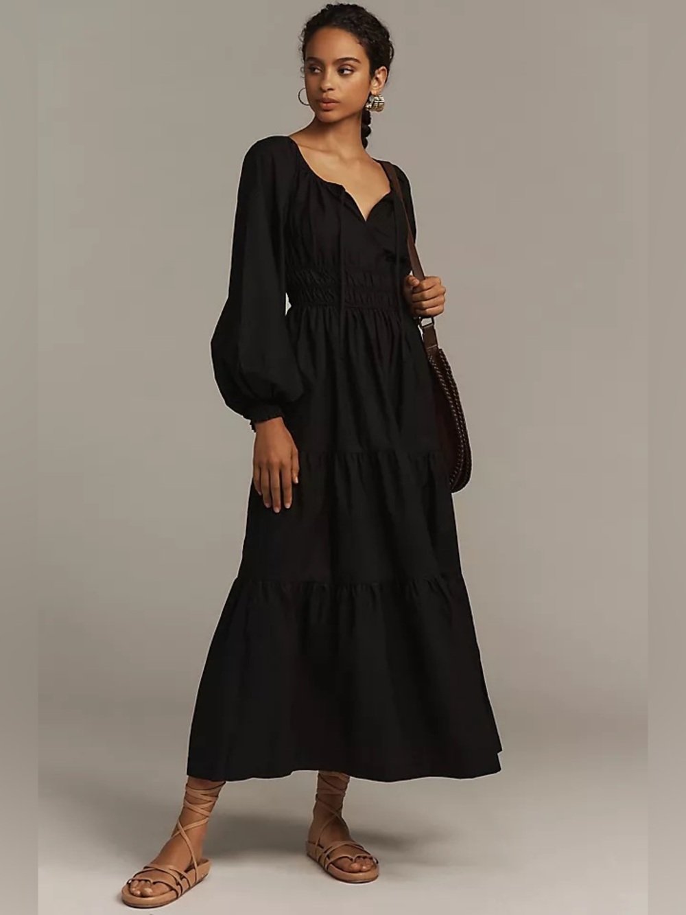 Anthropologie The Somerset Maxi Dress Puff Sleeve Edition‎ Tiered Smocked Small